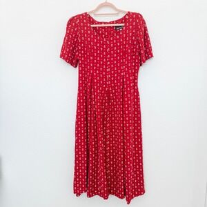 VTG Alexander Campbell Womens Dress Size 12 Red Short Sleeve Nautical Coastal
